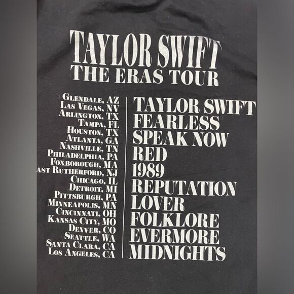 Taylor Swift The Eras Tour Graphic T-shirt Women Medium Black Music - Picture 5 of 7